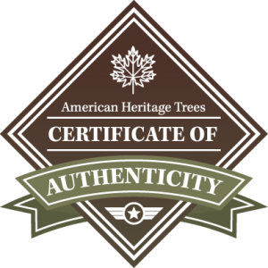 American Heritage Trees Certificate of Authenticity